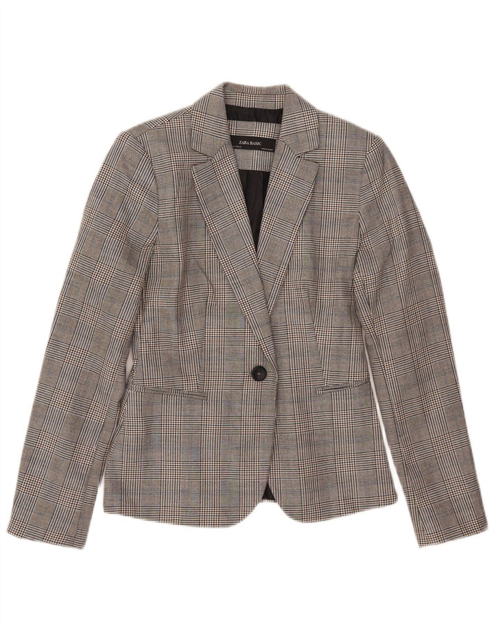 Jaqueta blazer feminina Zara EU 34 2XS cinza houndstooth poliéster