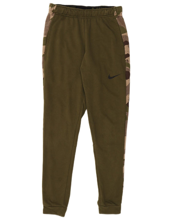 Nike Womens Dri Fit Calças de treino Joggers UK 10 Small Khaki Camouflage