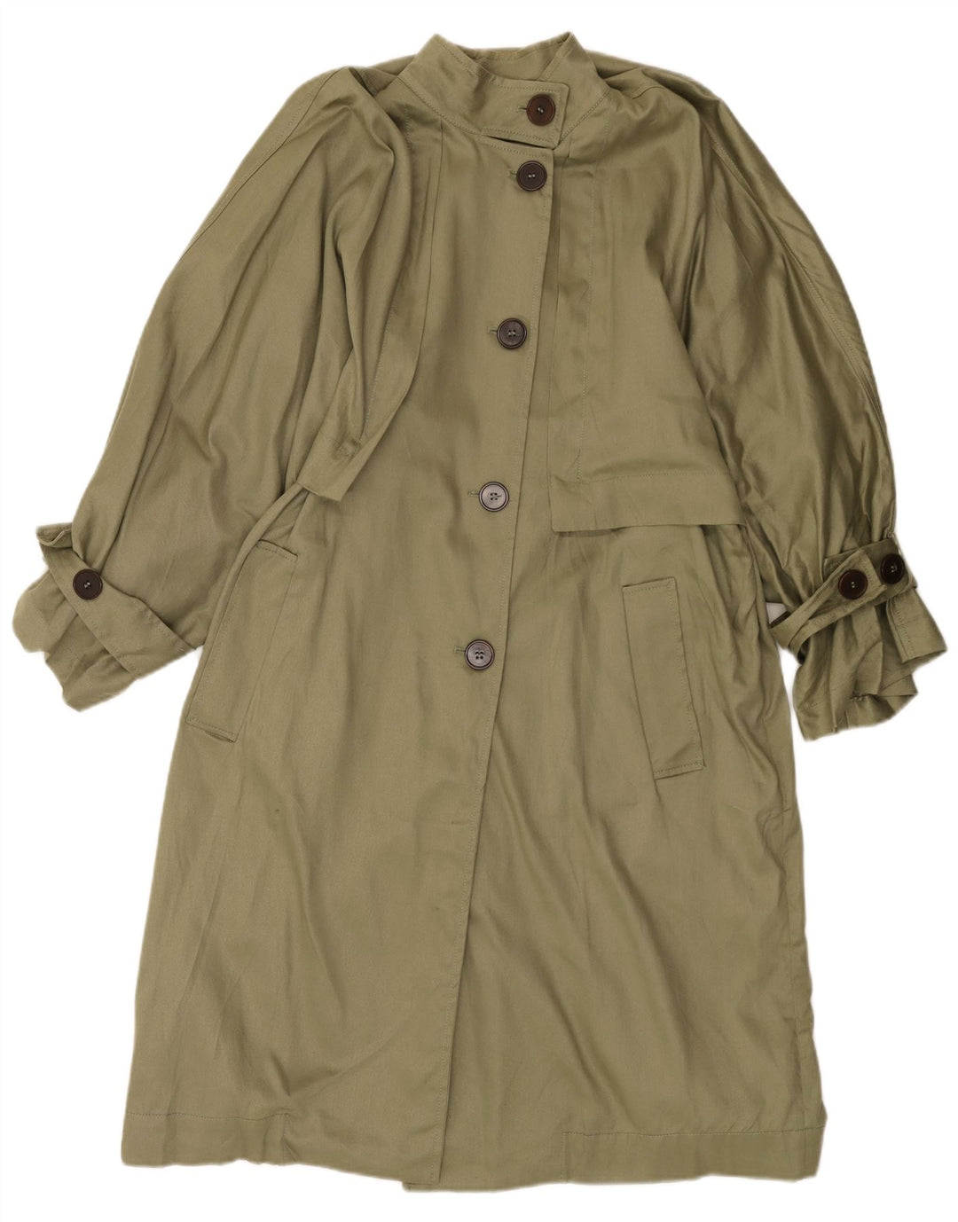 Zara Womens Oversized Trench Coat UK 6 XS Khaki Algodão