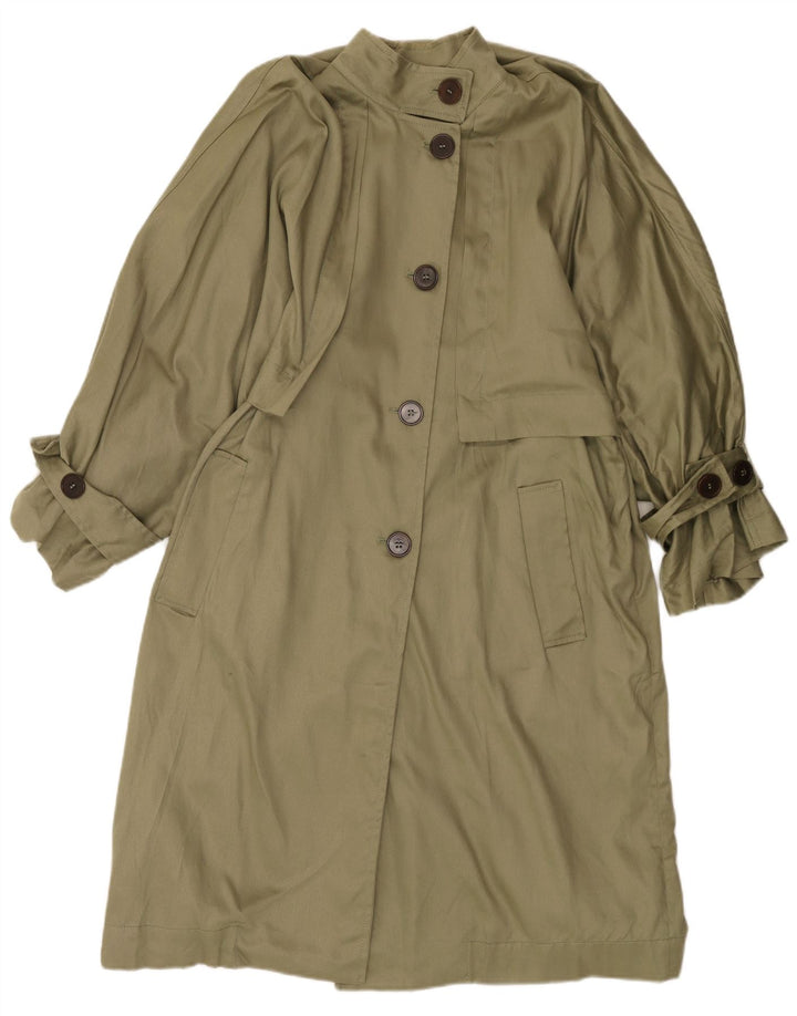 Zara Womens Oversized Trench Coat UK 6 XS Khaki Algodão