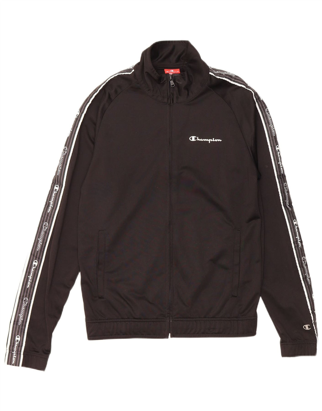 Champion Mens Graphic Tracksuit Top Jaqueta Pequena Poliéster Preto
