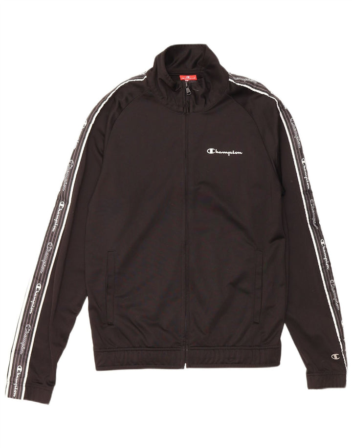 Champion Mens Graphic Tracksuit Top Jaqueta Pequena Poliéster Preto