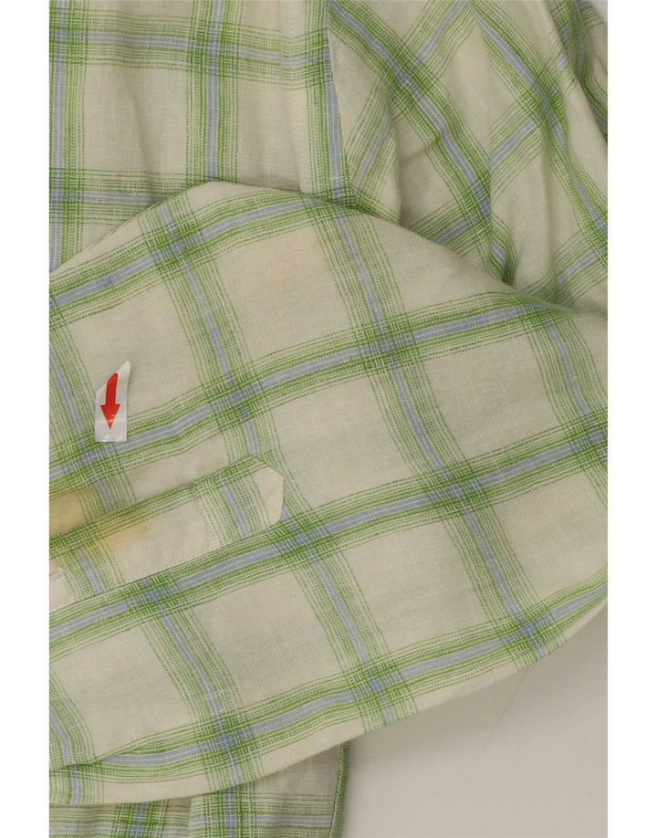 Camisa masculina Massimo Dutti tamanho 44 XL linho xadrez verde