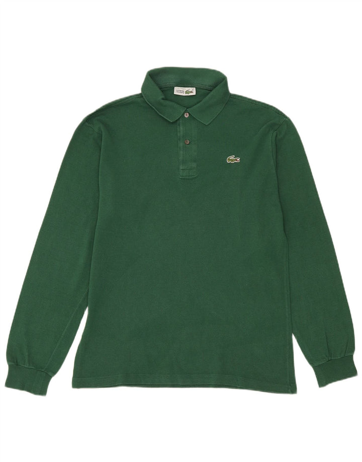 Camisa polo masculina de manga comprida Lacoste tamanho 4 algodão verde médio