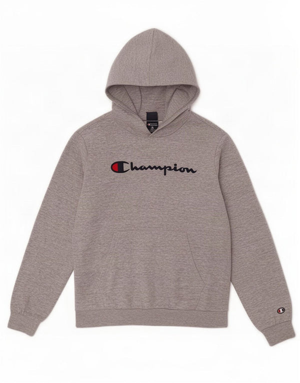Jumper com capuz gráfico Champion Boys 15-16 anos 2XL algodão manchado cinza