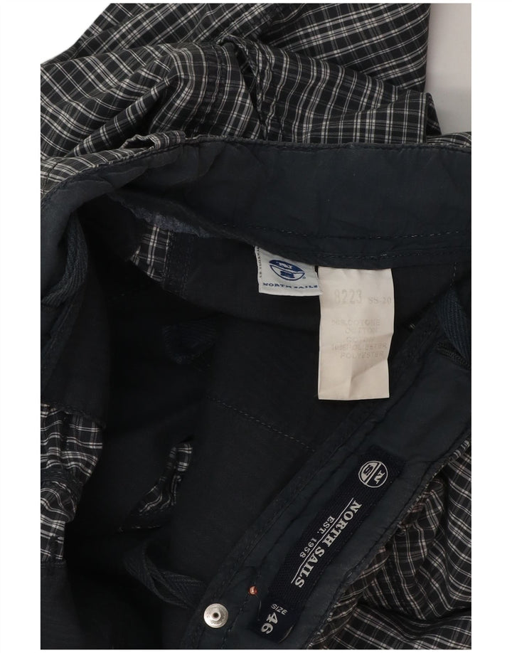 North Sails Mens Chino Shorts IT 46 Pequeno W32 Azul Marinho Xadrez Algodão
