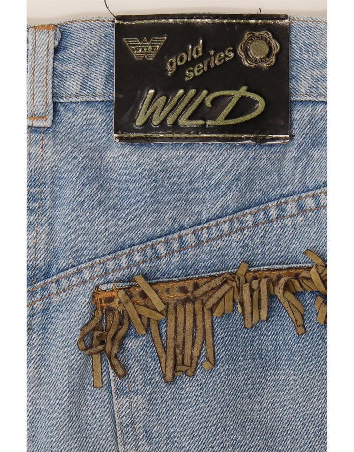 Saia jeans feminina selvagem W30 azul médio
