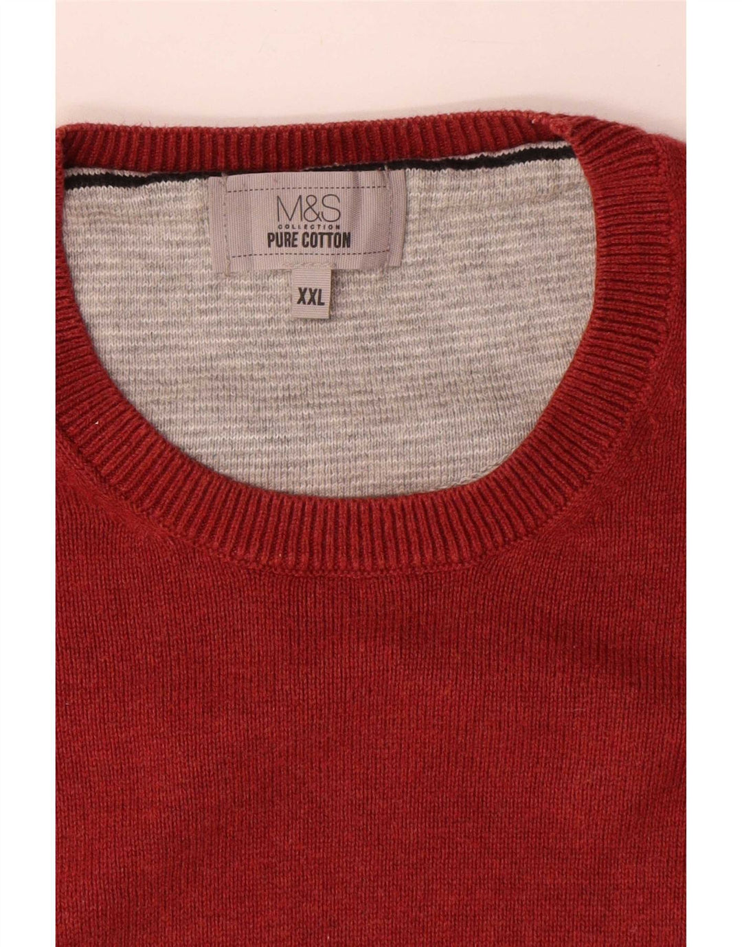 Suéter masculino Marks & Spencer com gola redonda 2XL algodão vermelho