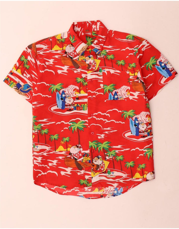 Camisa de manga curta Lowes Boys com padrão abstrato 11-12 anos vermelho havaiano