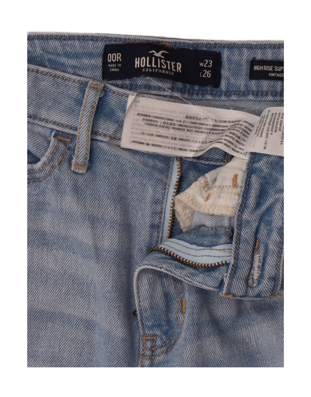 Calça jeans skinny feminina HOLLISTER Califórnia cintura alta US 00 2XS W23 L26 azul