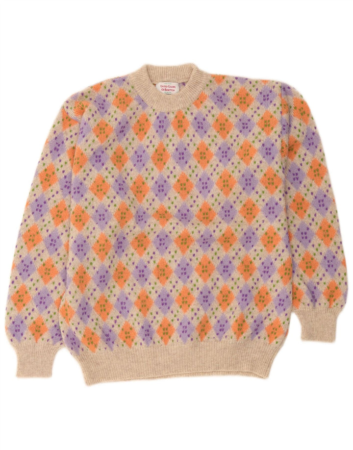 Suéter masculino Benetton com gola redonda IT 48 médio multicolorido