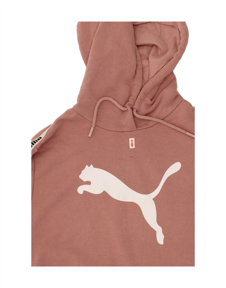 PUMA Womens Graphic Crop Hoodie Jumper UK 10 Small Pink Vintage Puma and Second-Hand Puma from Messina Hembry 