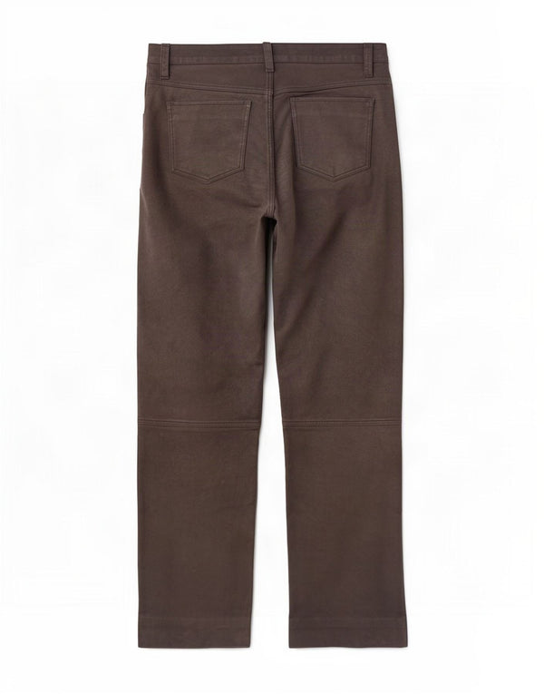 Calças de couro retas masculinas vintage W34 L32 marrom