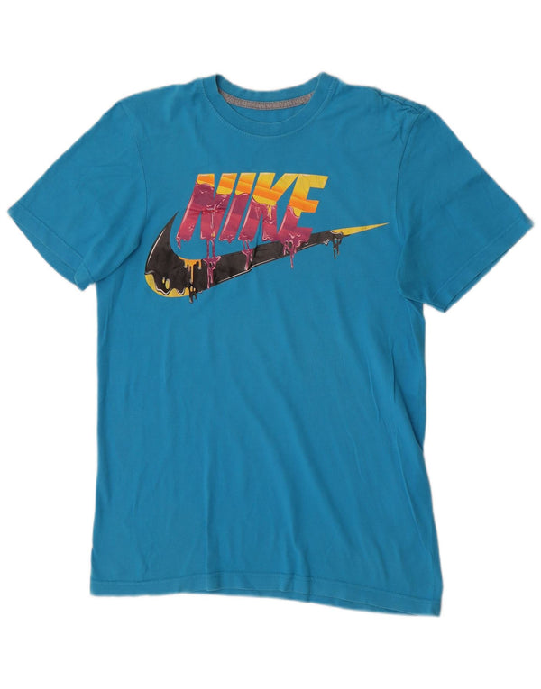Camiseta Nike masculina regular fit gráfica top pequeno algodão azul
