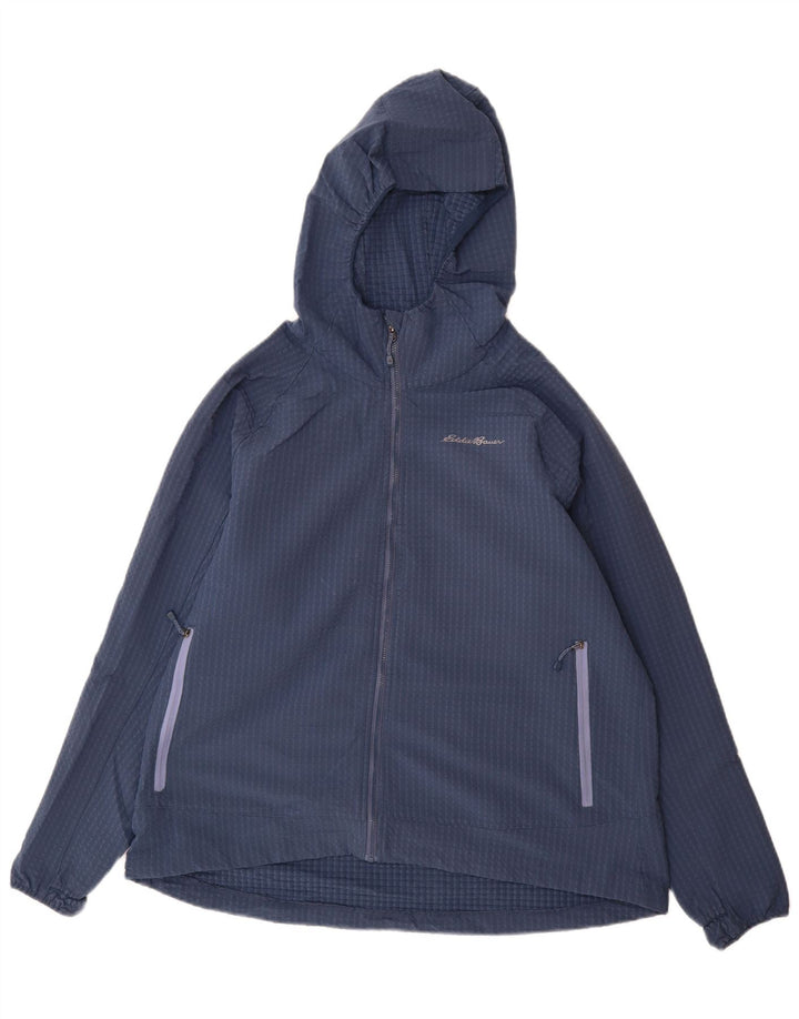 Jaqueta corta-vento feminina Eddie Bauer com capuz UK 20 2XL azul poliéster