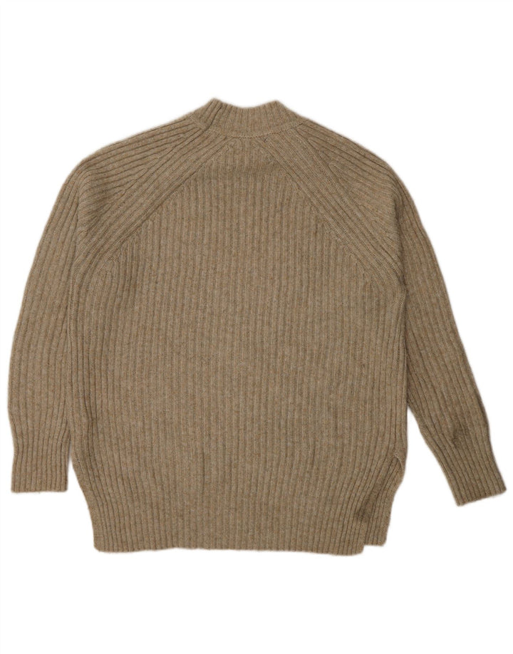 Suéter feminino Marks & Spencer com gola tartaruga Reino Unido 10 pequeno bege