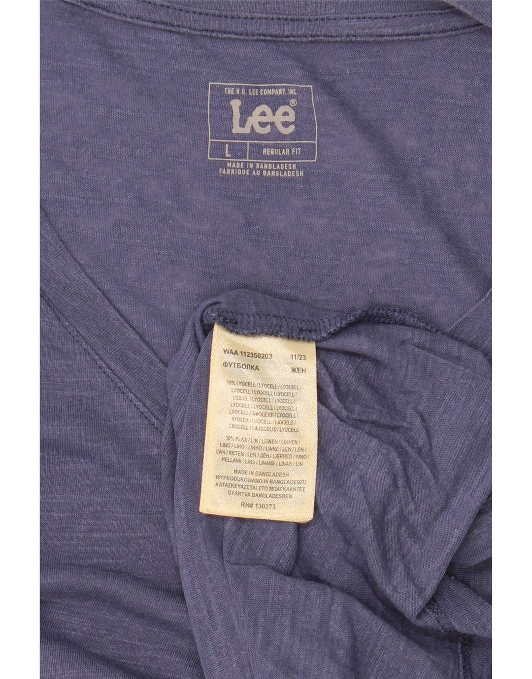 Lee Womens Regular Fit Camiseta Top Reino Unido 16 Grande Lyocell Azul