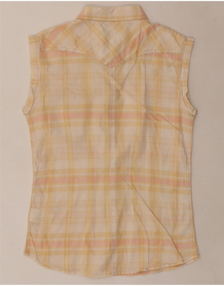 Camisa feminina sem mangas Wrangler UK 12 xadrez amarelo médio