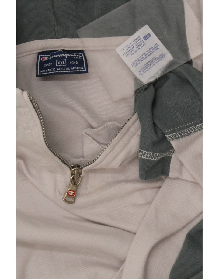 CHAMPION Camiseta masculina com capuz e gola com zíper Top 2XL de algodão colorido branco