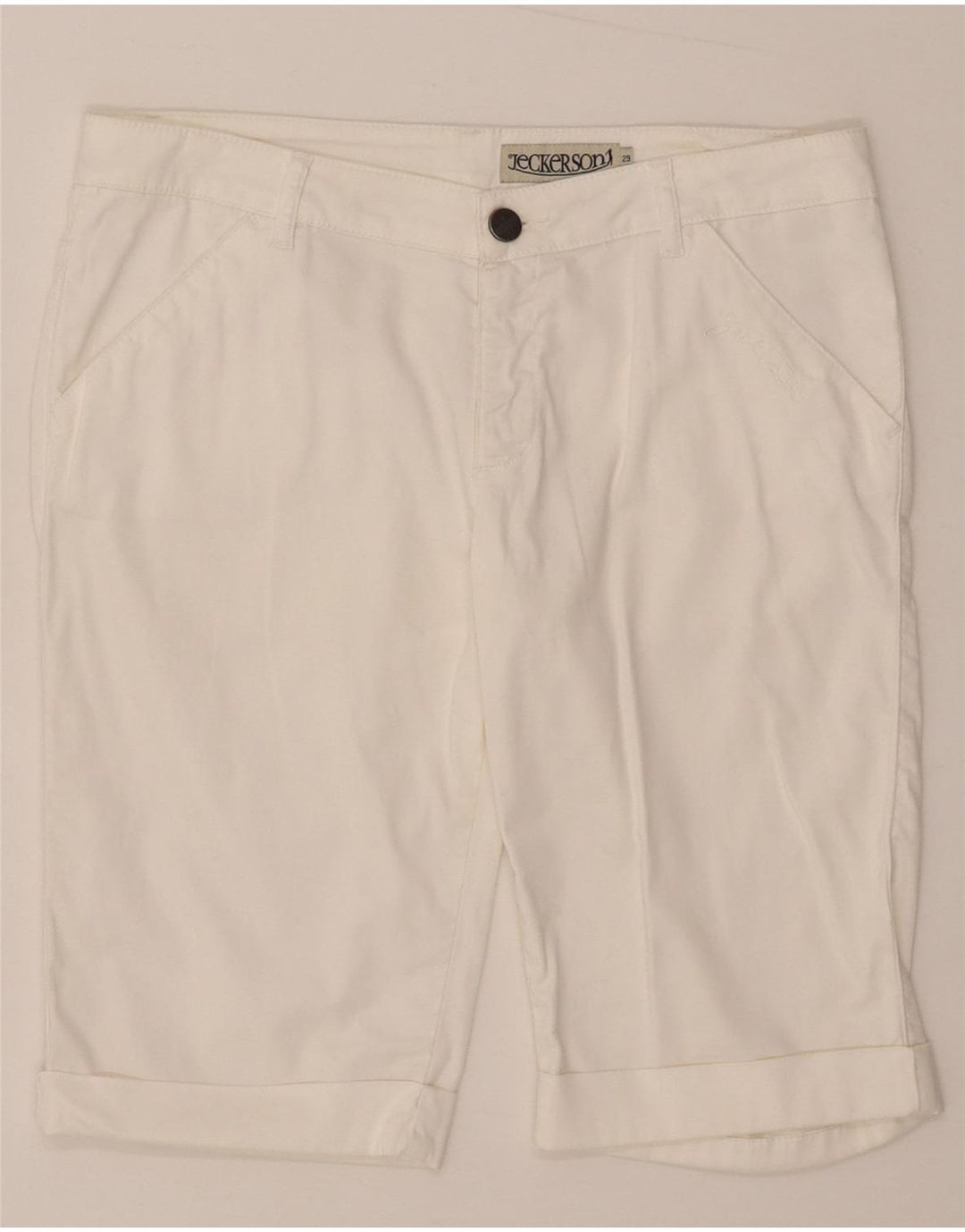 Shorts casual feminino Jeckerson W29 algodão branco médio