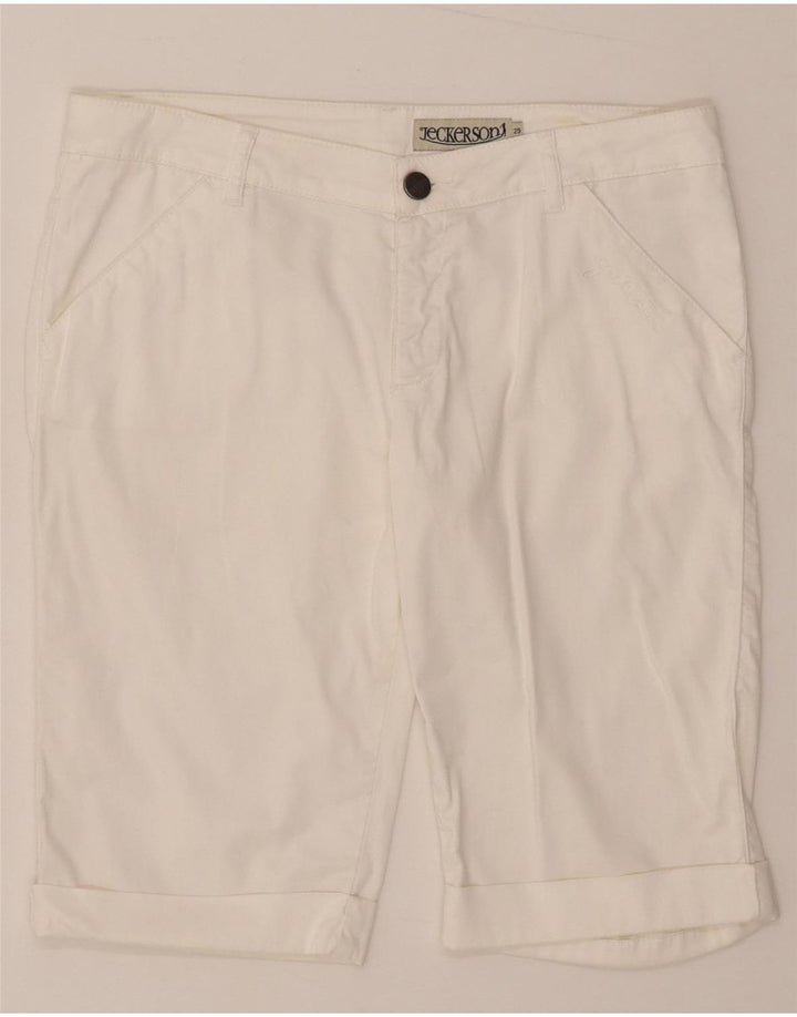 Shorts casual feminino Jeckerson W29 algodão branco médio