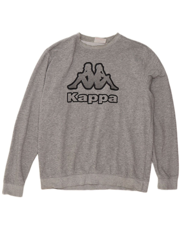 Moletom gráfico masculino Kappa Jumper XL cinza manchado de algodão