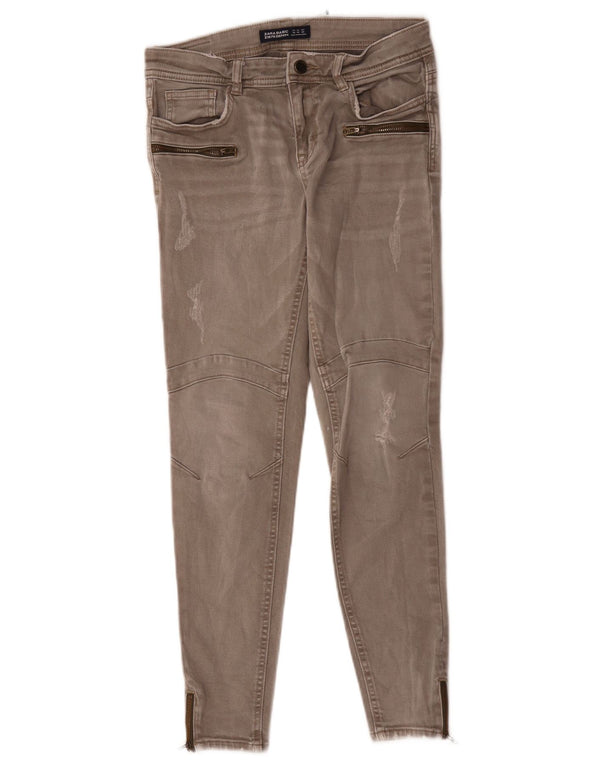 Zara Jeans Skinny Feminino EU 38 Pequeno W28 L26 Algodão Cinza