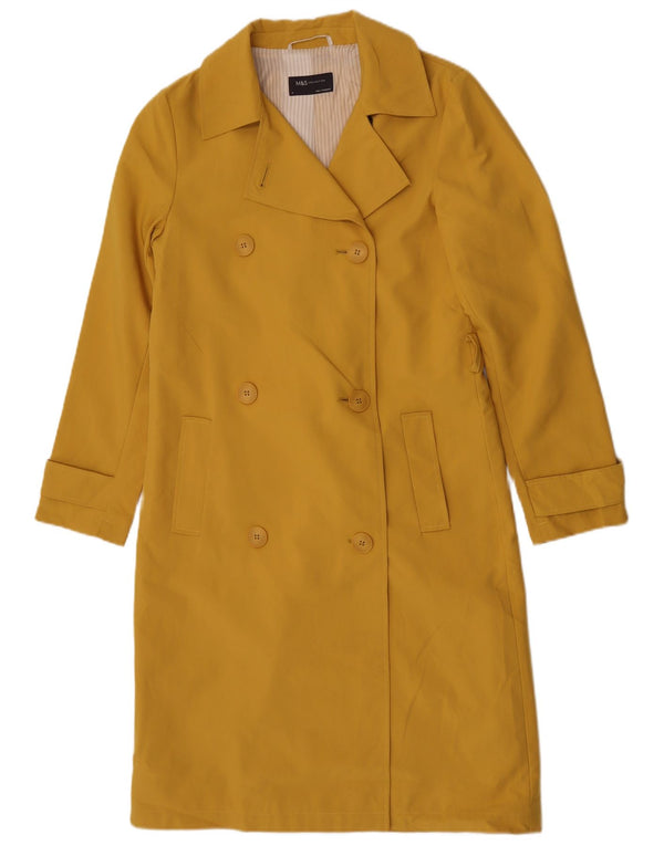 Trench Coat feminino Marks & Spencer Reino Unido 8 pequeno poliéster amarelo