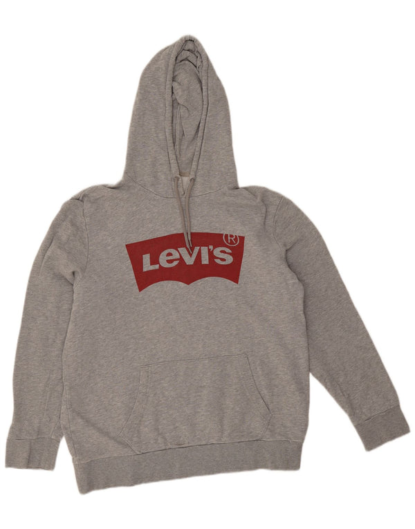 Suéter com capuz gráfico masculino Levi's grande algodão cinza