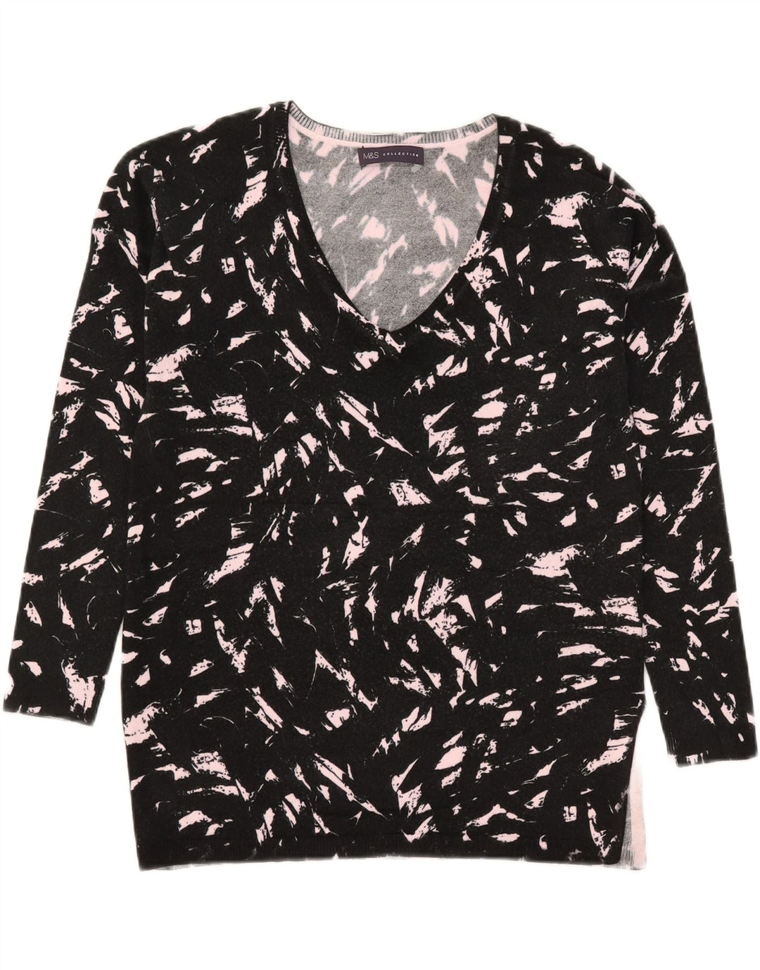 Suéter feminino Marks & Spencer com decote em V Reino Unido 8 pequeno preto