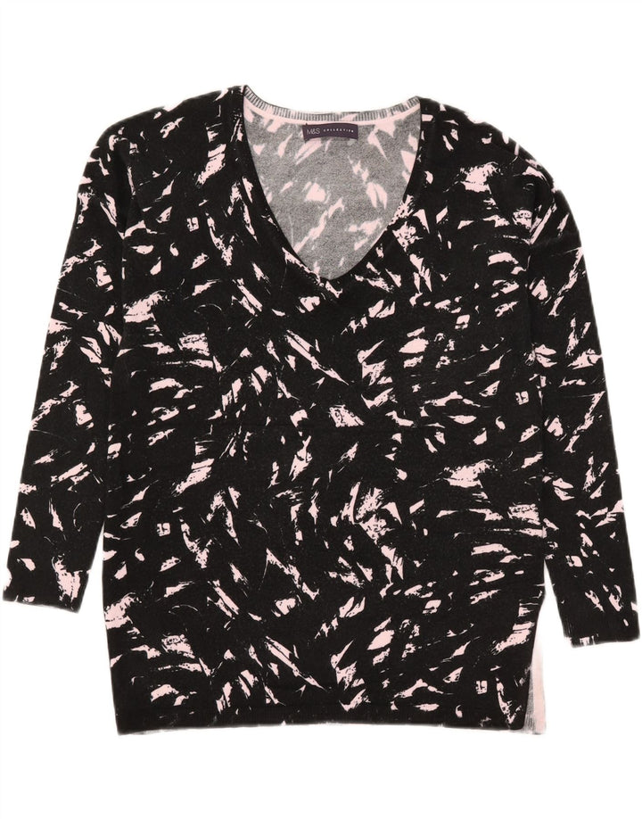 Suéter feminino Marks & Spencer com decote em V Reino Unido 8 pequeno preto