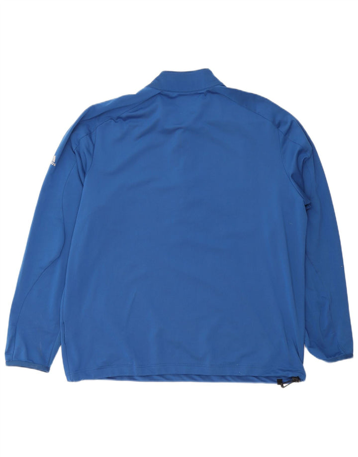 Adidas Mens Climacool Zip Neck Top Manga Longa Grande Azul Poliéster