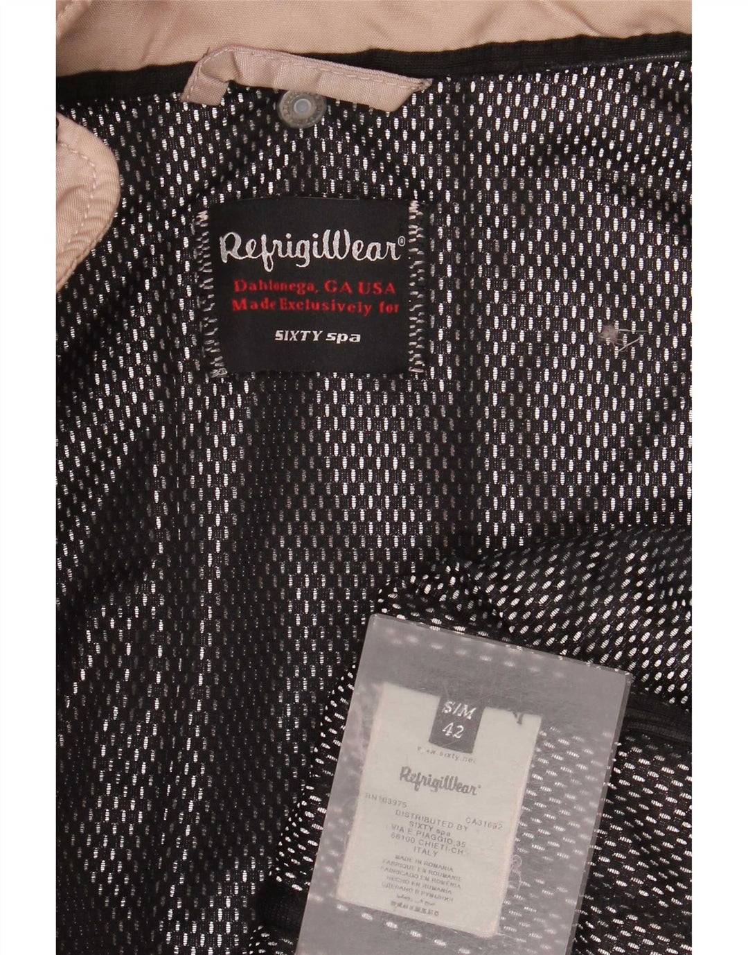 Jaqueta feminina acolchoada com capuz Refrigiwear UK 10 pequena poliamida bege