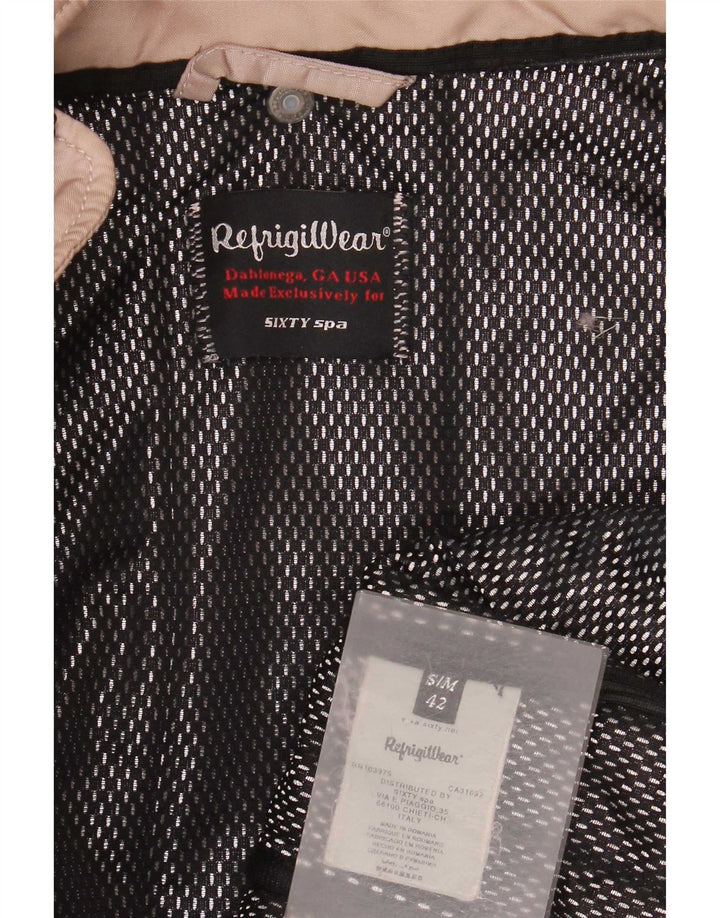 Jaqueta feminina acolchoada com capuz Refrigiwear UK 10 pequena poliamida bege