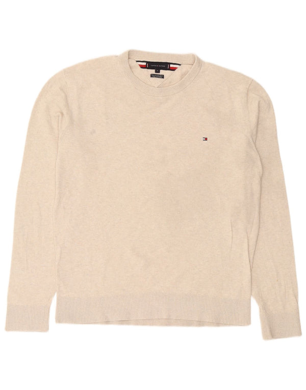 Tommy Hilfiger Suéter masculino com gola redonda XL algodão bege