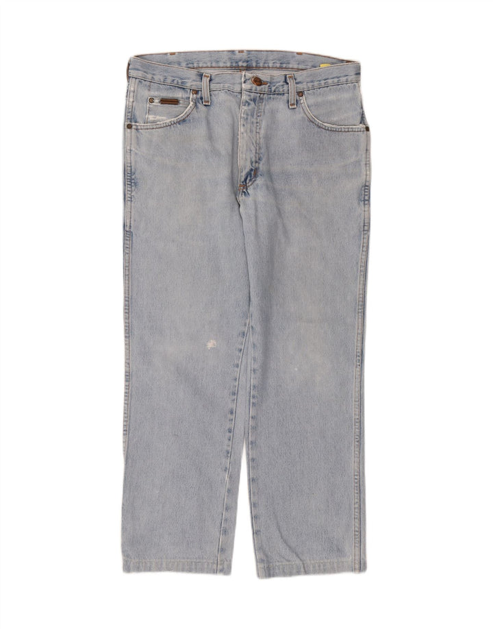 Wrangler Mens Straight Jeans W34 L30 Azul Algodão