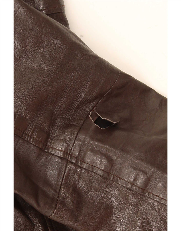 Jaqueta de couro masculina Jack & Jones Reino Unido 40 grande marrom