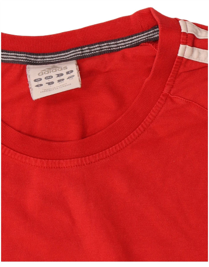 Adidas Mens Camiseta Top Grande Algodão Vermelho