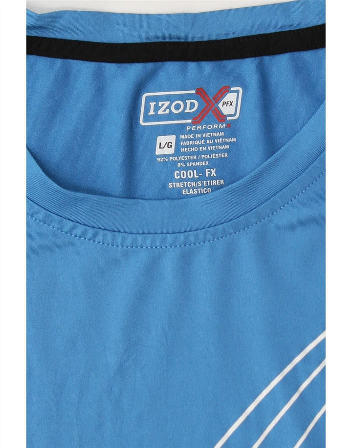 Camiseta masculina Izod Top grande poliéster listrado azul