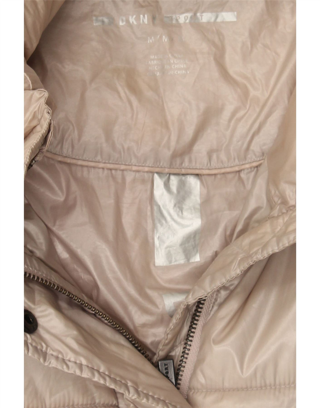 DKNY Womens Graphic Padded Jacket UK 14 Medium Beige Vintage Dkny and Second-Hand Dkny from Messina Hembry 