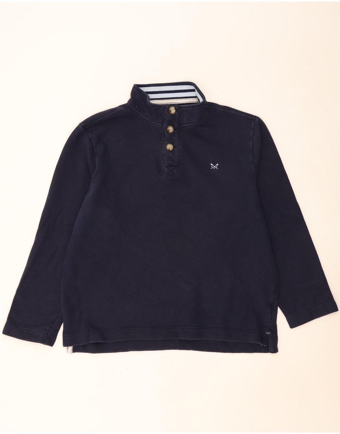 CREW CLOTHING Suéter masculino com gola em botão 2XL algodão azul marinho