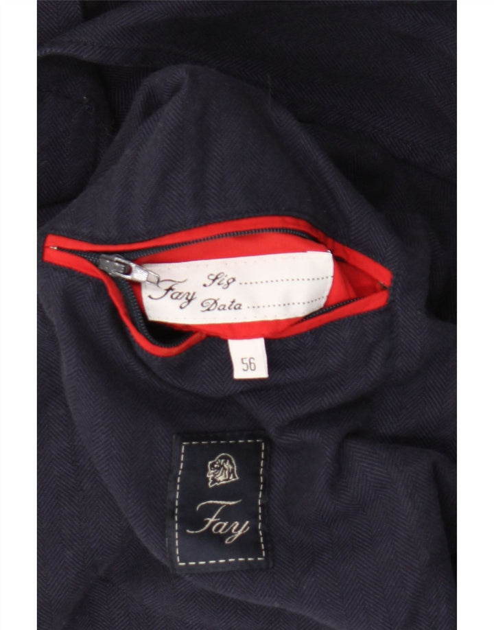 Jaqueta blazer masculina Fay com 3 botões IT 56 3XL azul marinho espinha de peixe