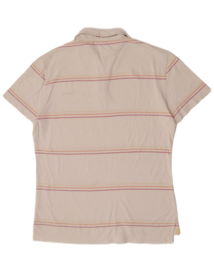 Camisa polo masculina Gas, algodão listrado branco médio