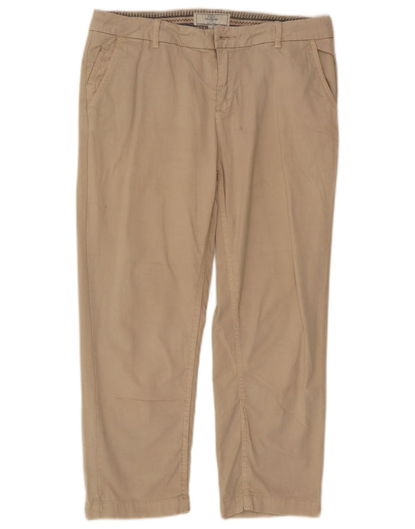 Calça Capri Feminina Fat Face UK 10 Pequeno W28 L22 Algodão Bege