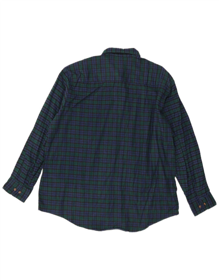 Camisa masculina vintage de flanela XL algodão xadrez verde