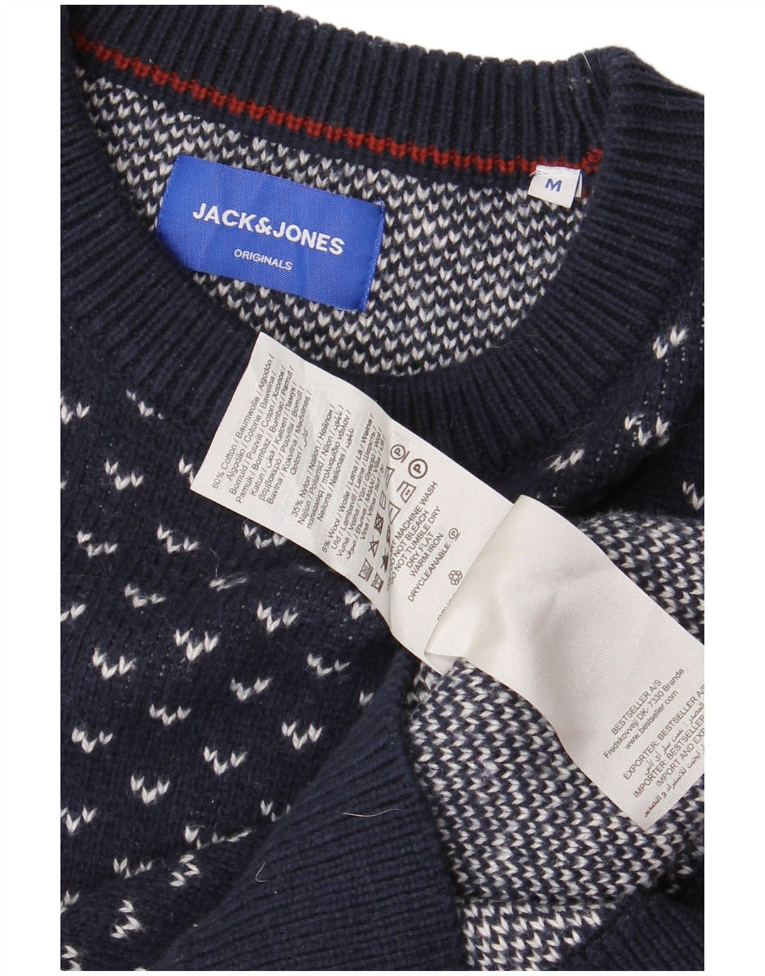 Suéter masculino JACK & JONES com gola redonda, azul marinho médio