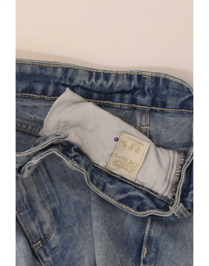 Zara Shorts jeans feminino desgastado EU 36 XS W26 azul