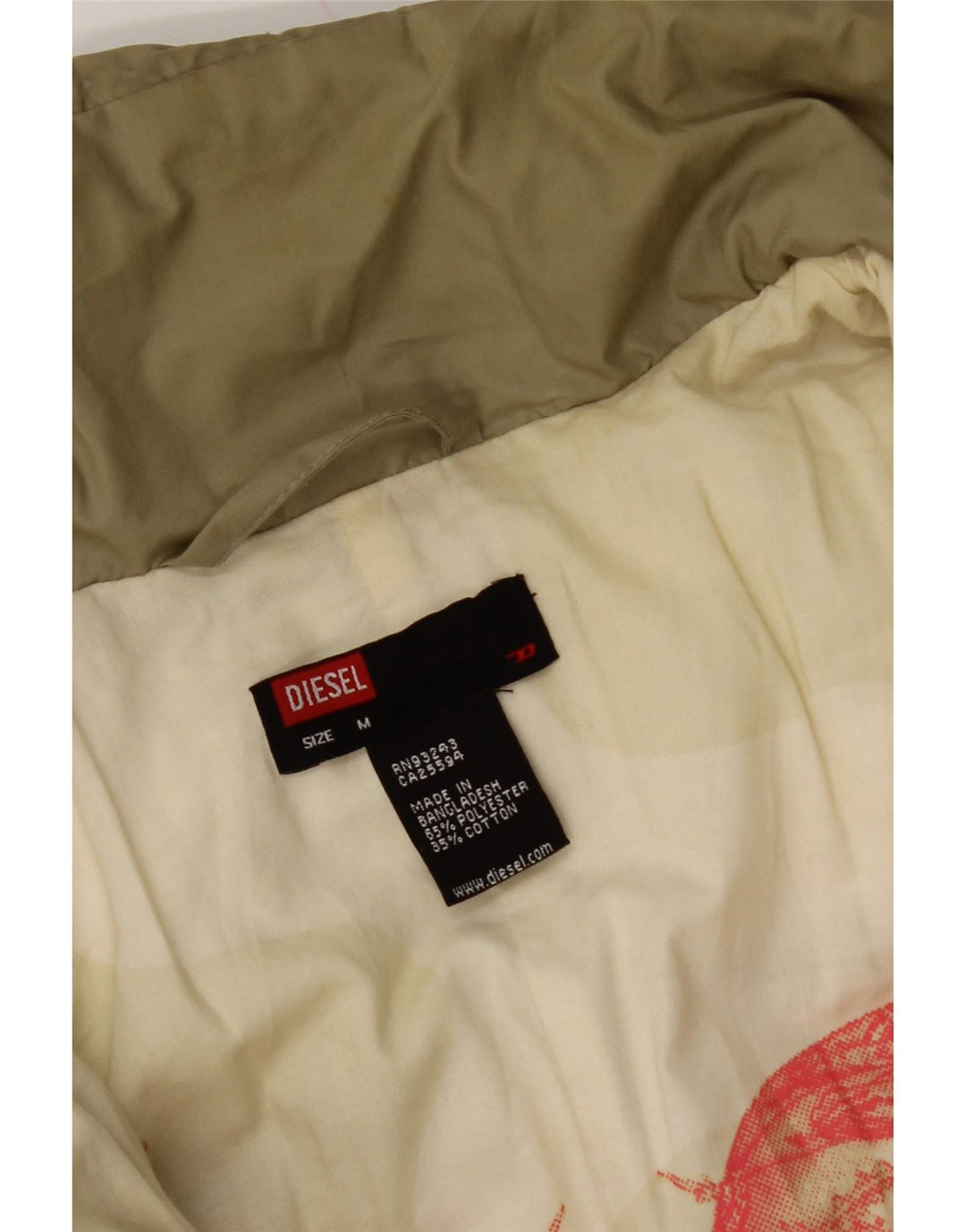 Jaqueta acolchoada feminina DIESEL UK 14 poliéster cáqui médio