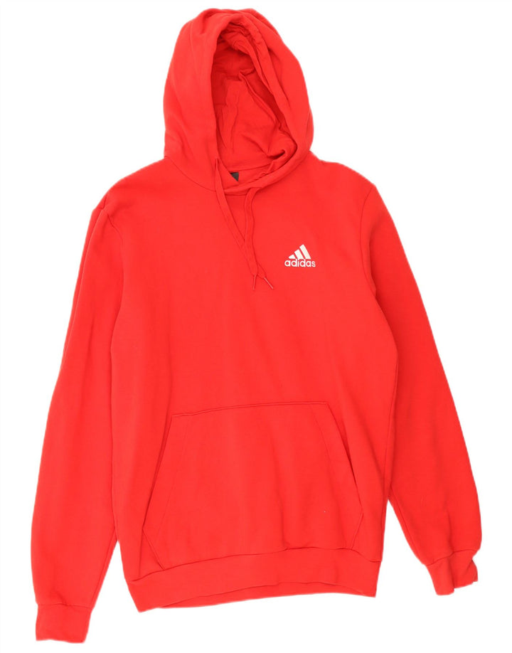 Adidas Mens Hoodie Jumper Médio Algodão Vermelho