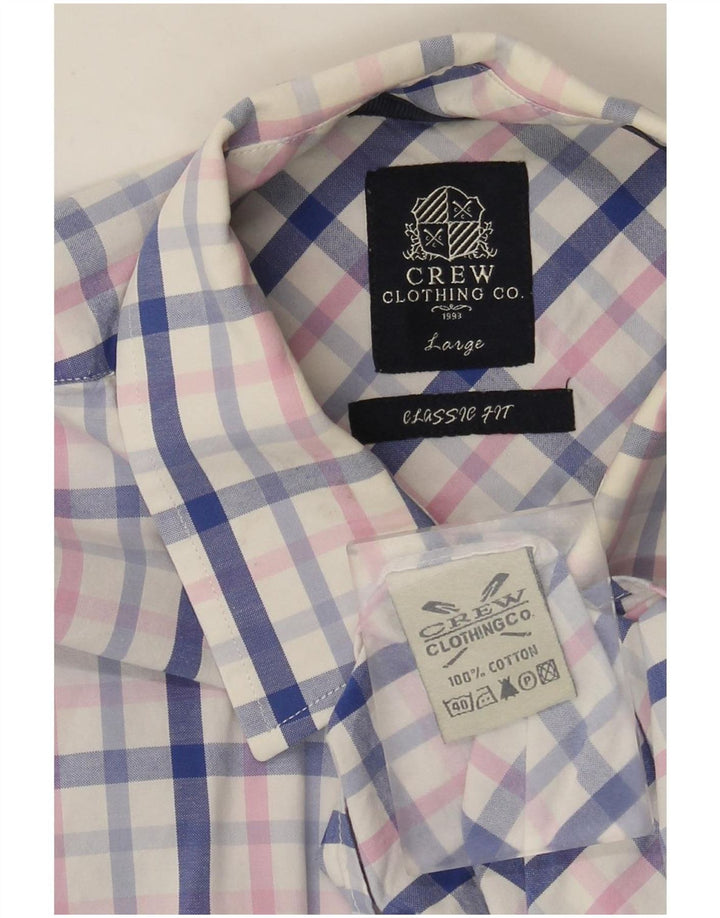 Crew Clothing Camisa masculina clássica de ajuste grande algodão xadrez multicolorido
